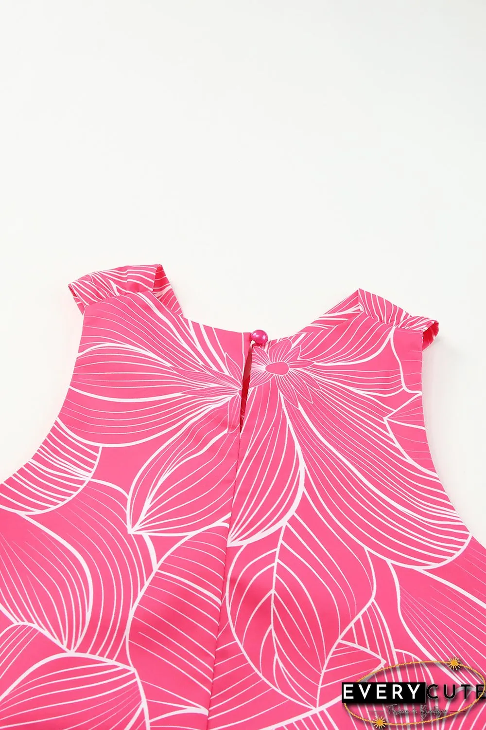 Pink Blooming Floral Printed Twisted Neck Tank Top