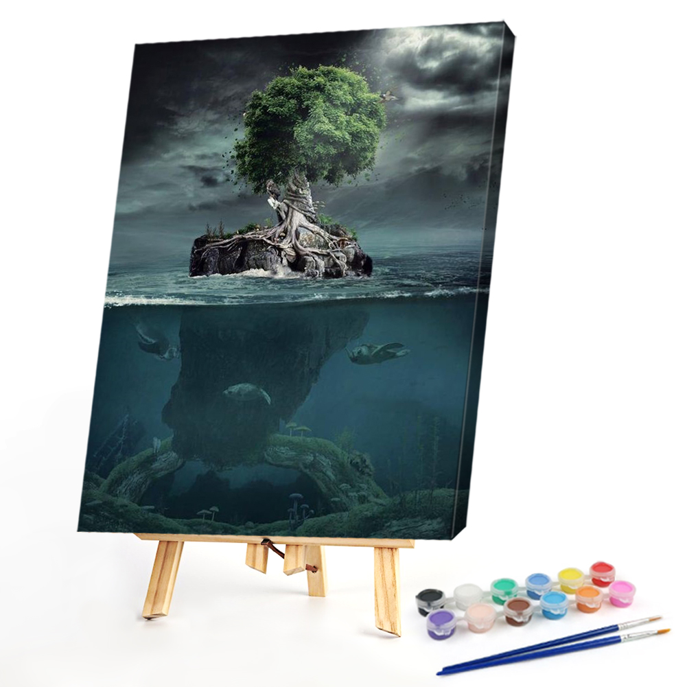 

40*50CM - Paint By Numbers - Tree in Sea, 501 Original