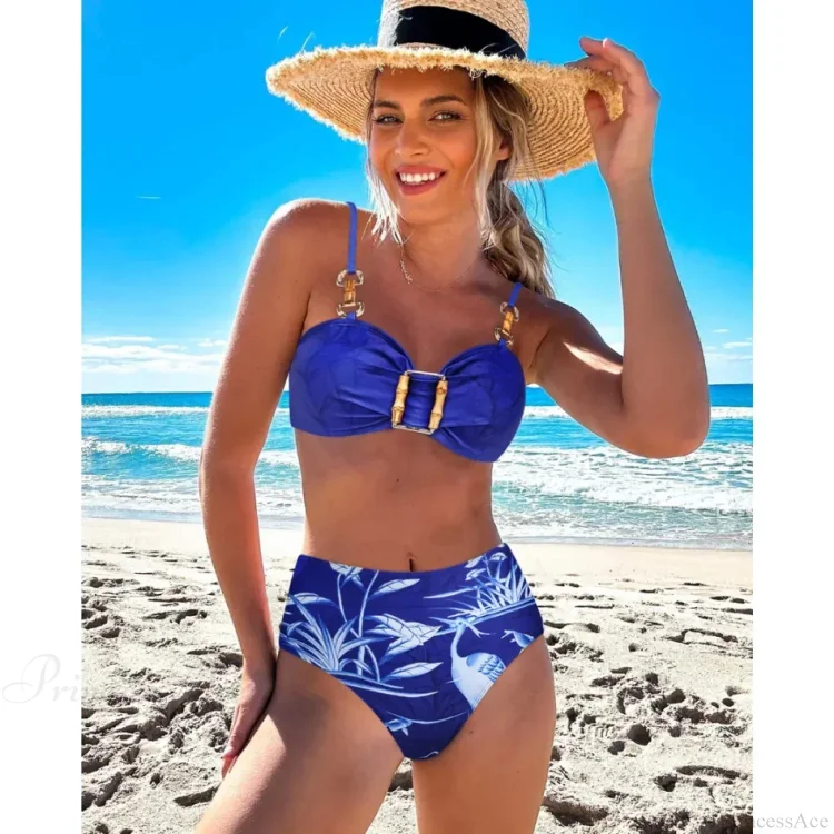 Vintage Bamboo Print Sarong Two Piece Set