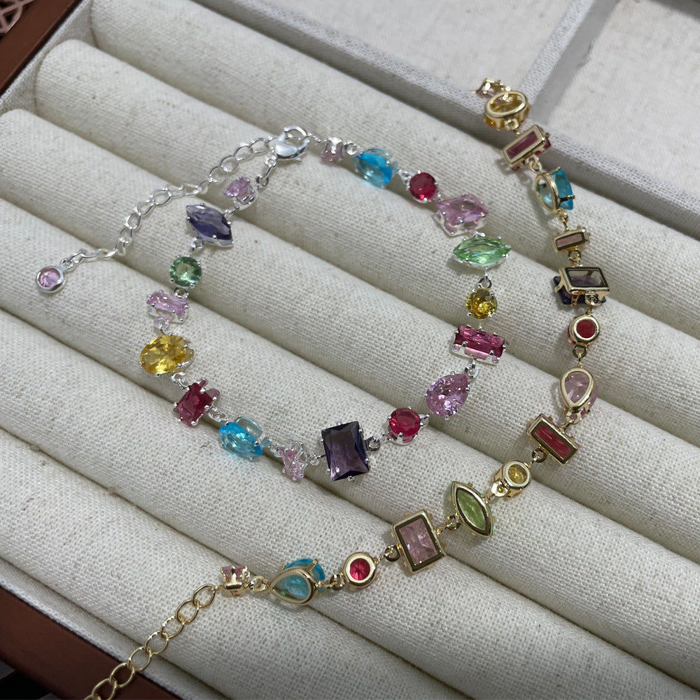 Japanese / Korean Women Tennis / Diamond Line Artificial Crystal Diamond Inlay Bracelets