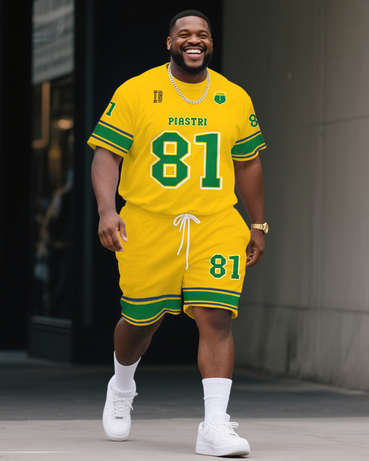 Men's Plus Size Oscar Piastri Australian GP McLaren F1 Football Jersey T-Shirt Shorts Suit