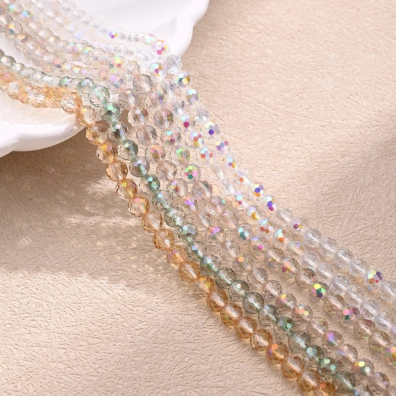 1 Strand/Package Diameter 4mm Hole Under 1mm Glass AB Color Plating Round Polished Beads