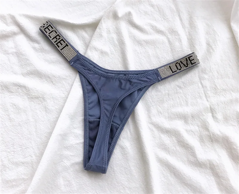Sexy G-string Lingerie Rhinestone Thong Briefs Underpant Women Ice Silk Antibacterial Underwear Panties Intimates трусы женские