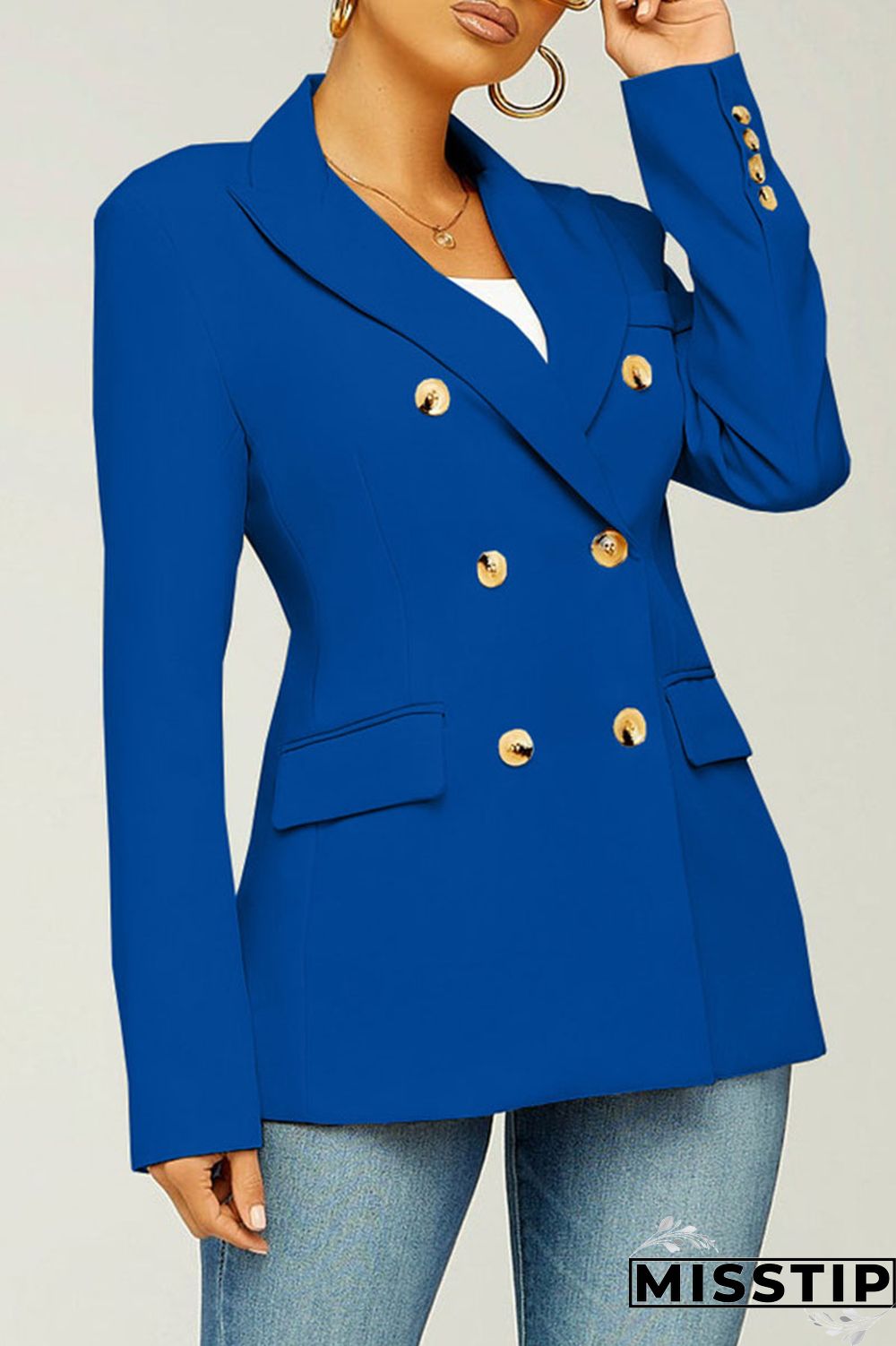 Black Casual Solid Patchwork Turn-back Collar Outerwear