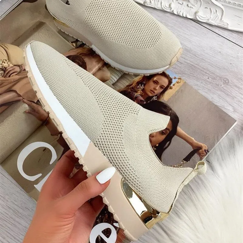 Women Shoes 2021 Fashion Mesh Platform Sneakers Socks Size 43 Woman Vulcanize Shoes Breathable Socofy Casual Flats Zapatos Mujer