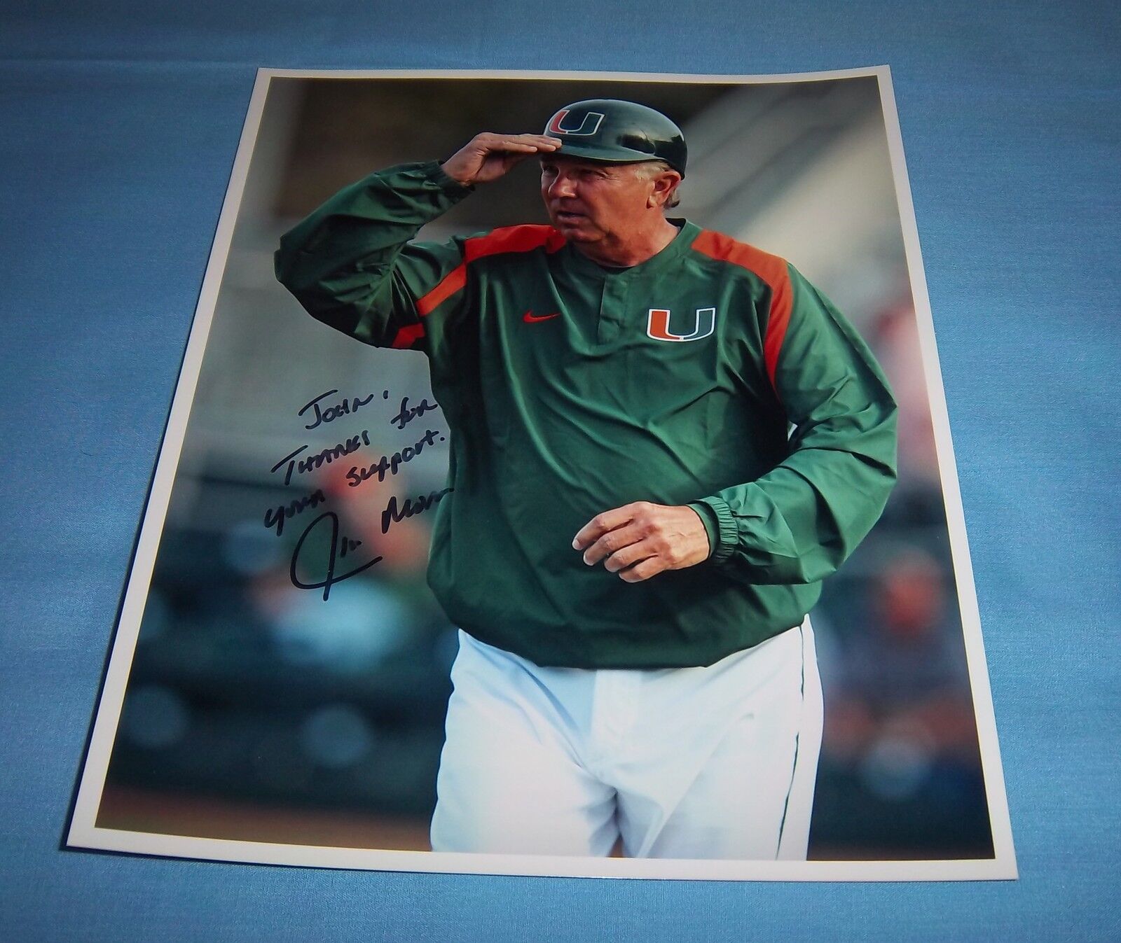 Miami Hurricanes Jim Morris Signed Autographed 8x10 Photo Poster painting Coach