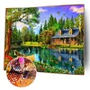(5 Sizes)Lakeside House - Full Square Diamond Painting