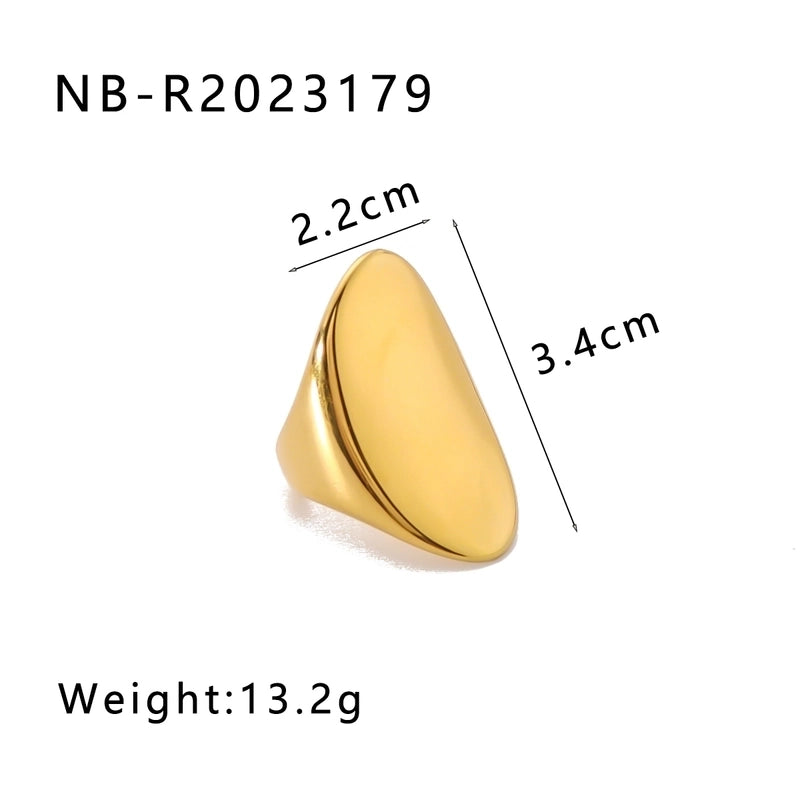 Retro Classic Style Geometric 304 Stainless Steel 18K Gold Plated Rings