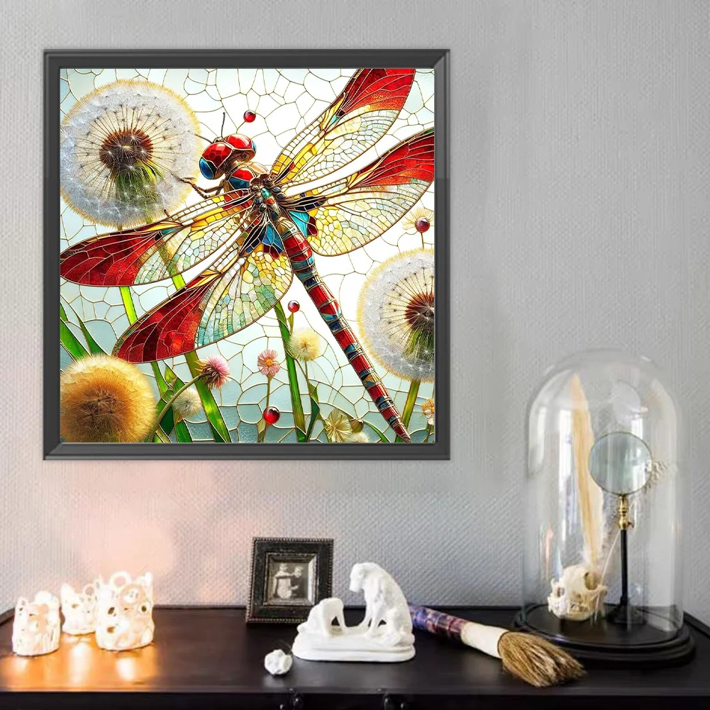 Diamond Painting - Full Round Drill - Dragonfly Dandelion(Canvas|40*40cm)