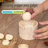 Wooden dumpling wrapper press, kitchen dumpling wrapper press, rolling and pressing, effortless dumpling wrapping tool