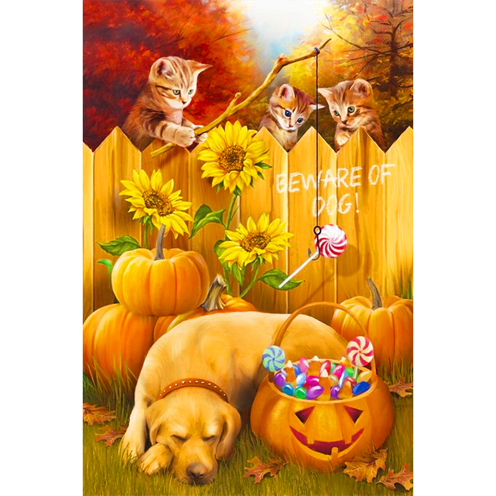 Happy Dog 40*60CM (Canvas) AB Round Drill Diamond Painting