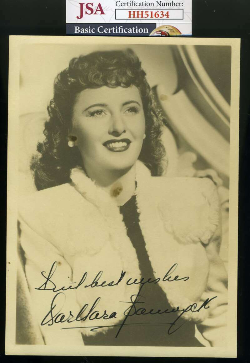 Barbara Stanwyck JSA Cert Signed 5x7 1940`S Photo Poster painting Autograph