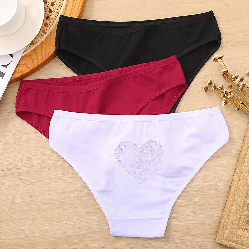 FINETOO Sexy Hollow Heart Panties Women Cotton Panties Comfortable Briefs Ladies Soft Cotton Underwear Girls Underpants Lingerie