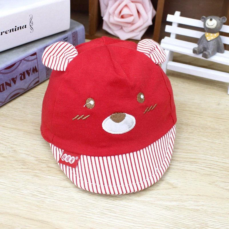 2018 Brand New 4 Colors Newborn Kids Baby Boy Girl Caps Baseball Caps Unisex Bear Striped Hats Cute Bear Little Ears Cap Gifts