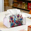 Kit de bo&icirc;te de mouchoirs Peacock DIY PU Diamond Box de Mouchoirs de bureau avec strass et bo&icirc;te de mouchoirs d&eacute;corative en diamant pour adultes