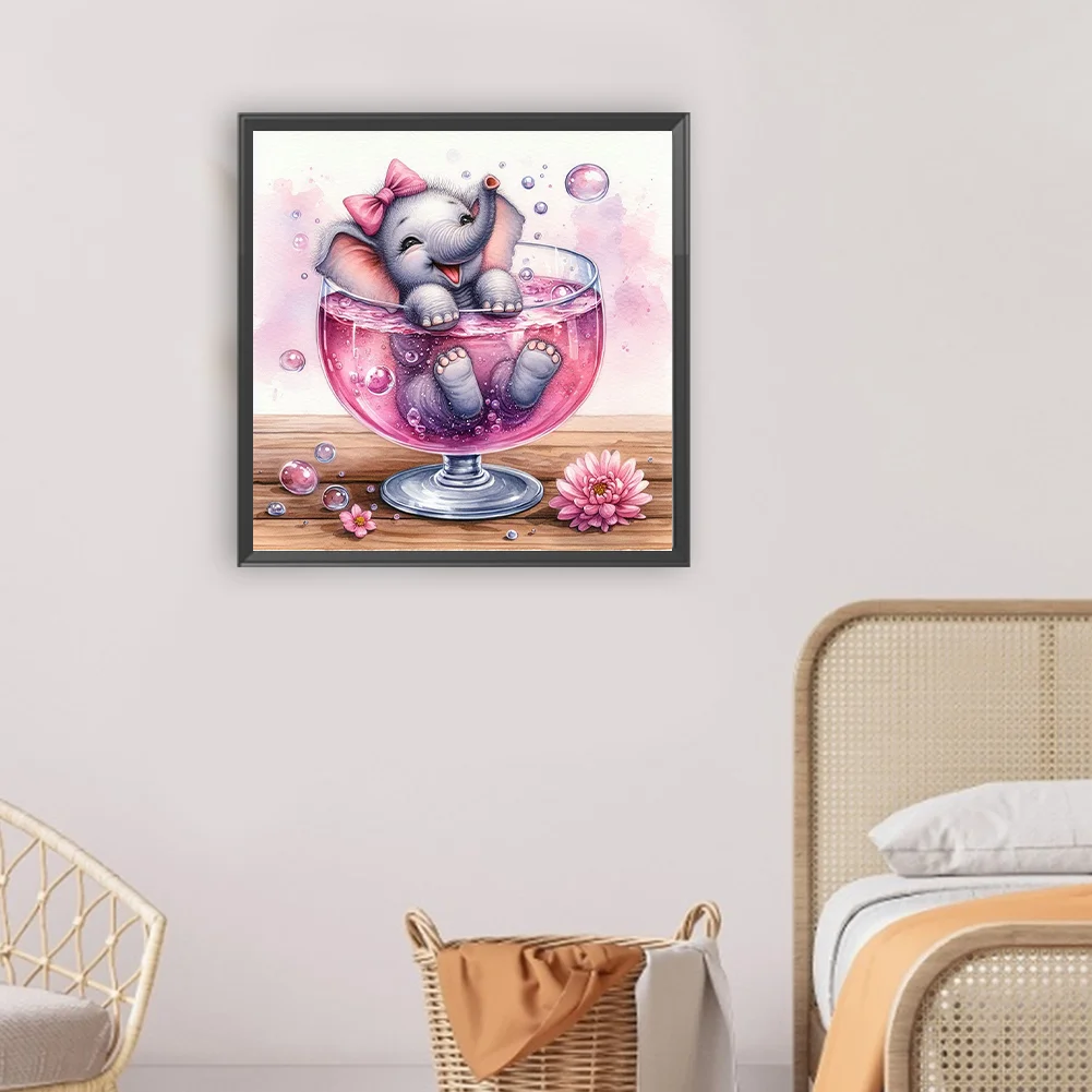 Diamond Painting - Full Round Drill - Cup Elephant(Canvas|30*30cm)