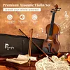 1/32 Wooden Mini Violin with Case, Bow, Bridge, Spare Strings, Shoulder Rest, Rosin and Clip-On Tuners