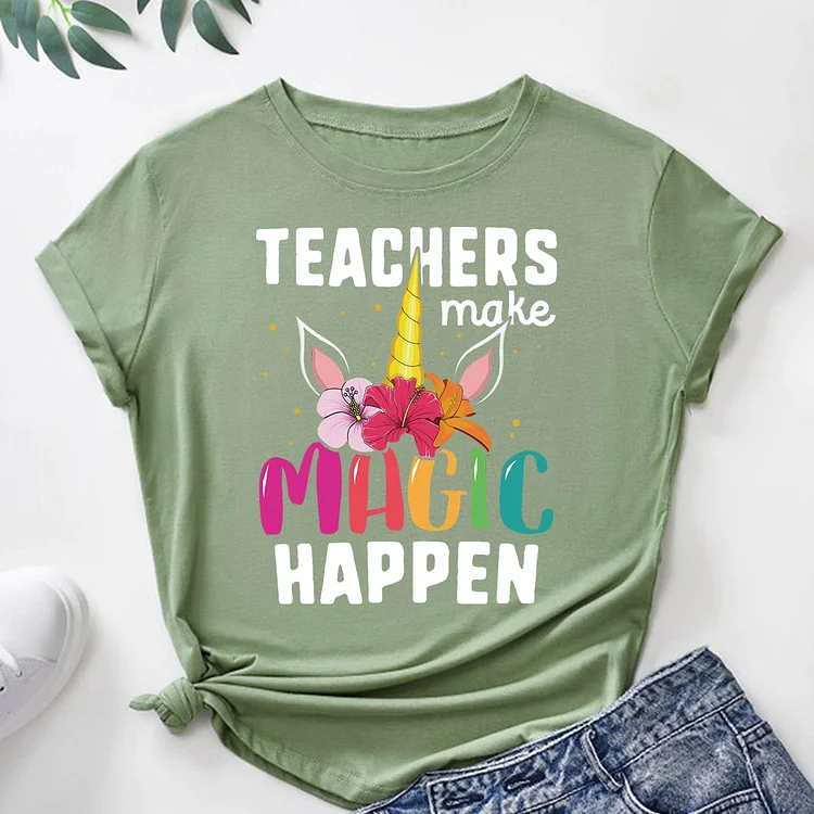Teachers Make Magic Happen Back to School  T-Shirt Tee-06604
