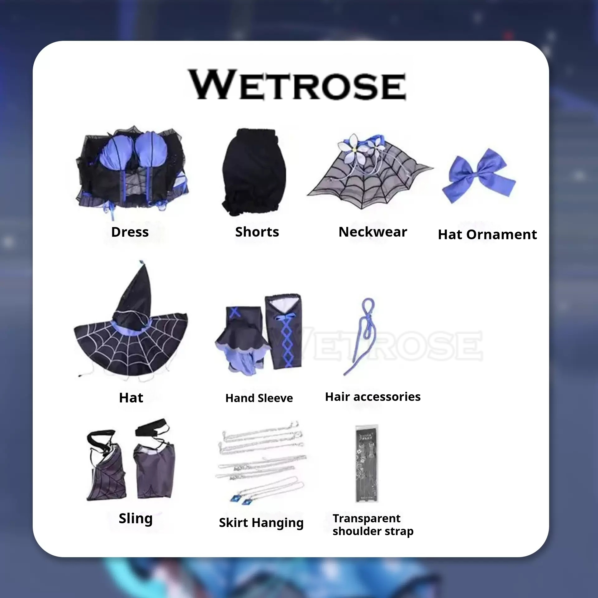 [Wetrose] Lumine Genshin Impact Dinner Party Dress Fanart Doujin Halloween Witch Cosplay Costume Hotaru Wig Full Set