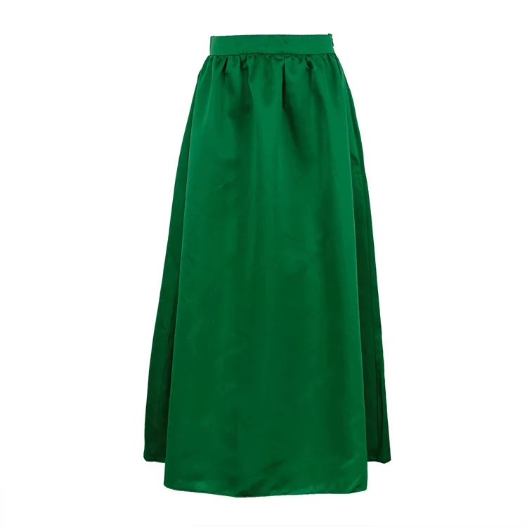 Ueong Ueong Women's Wear 2024 New Satin Green Skirt Skirt Female Summer Simple And Versatile High Waist Big Umbrella Skirt