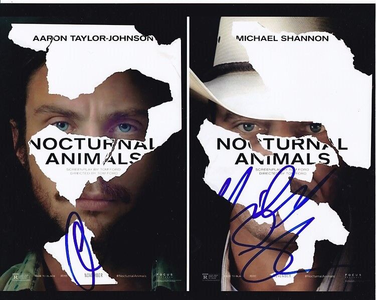 MICHAEL SHANNON and AARON TAYLOR-JOHNSON signed NOCTURNAL ANIMALS 8x10 Photo Poster painting