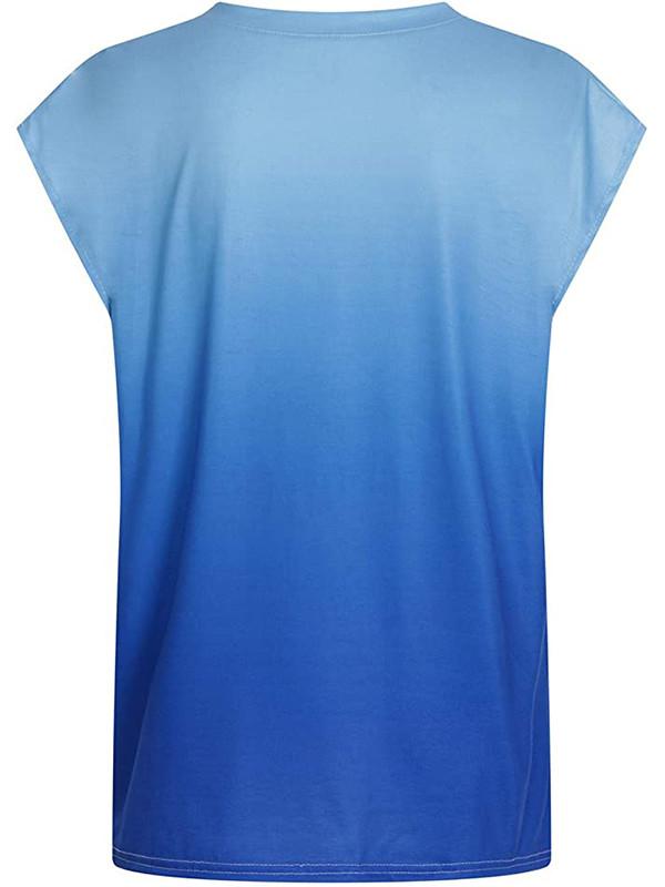 Women Short Sleeve Scoop Neck Gradient Top