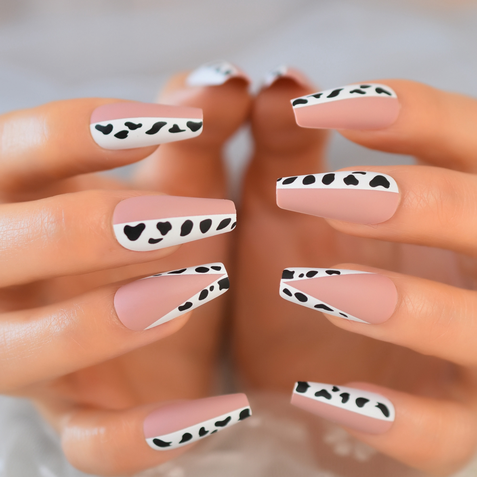 Elinlin Elegant Coffin Nails – Long Milky White Press On Nails for a Chic Look  
