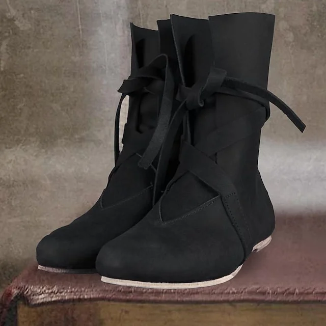 Retro Vintage Medieval Renaissance Shoes Flat Jazz Boots Turn Shoes Pirate Viking Ranger Elven Fancy Dress Men's Women's Unisex Celtic Pirate Halloween Masquerade Party / Evening LARP Ren Faire