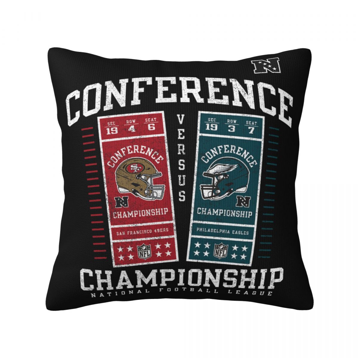 Philadelphia Eagles vs. San Francisco 49ers 2022 NFC Championship Ticket Exchange Decorative Square Throw Pillow Covers