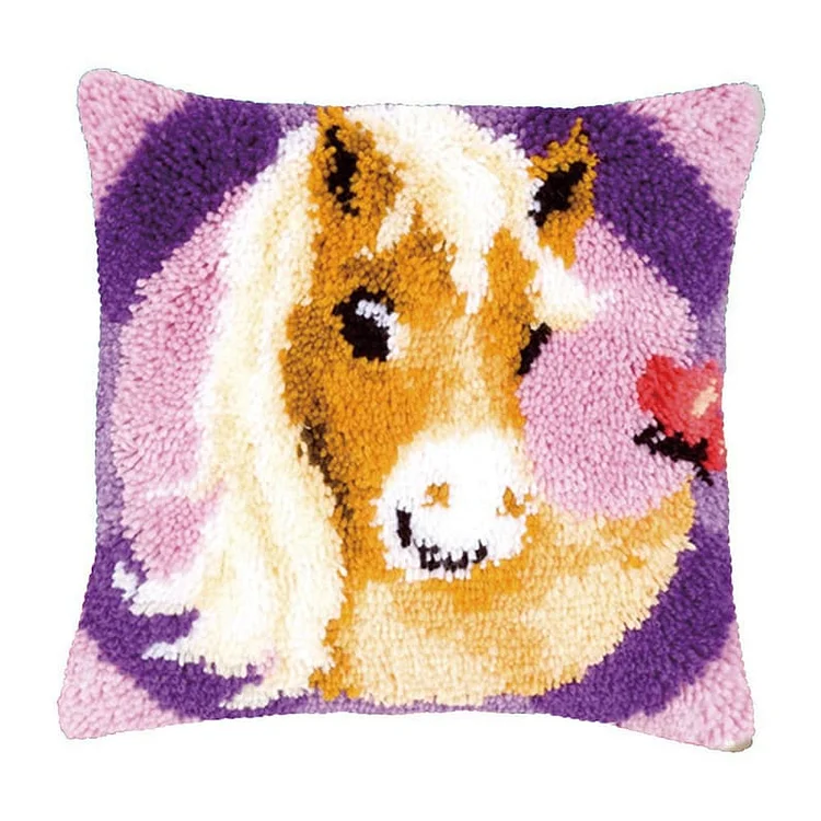 Cute Pony Pillowcase Latch Hook Kits for Beginners Ventyled