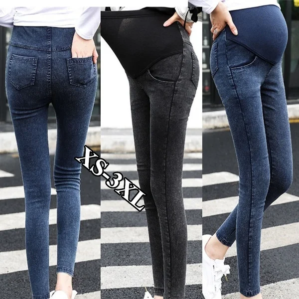 Plus Size XS-XXXL New Fashion Maternity Jeans for Pregnant Women Casual Elastic Pregnancy Pants Denim Maternity Clothes Women Feet Stomach Lift Pants