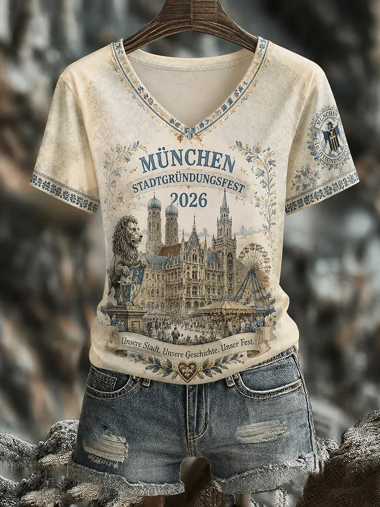 Damen-T-Shirt mit Stadtgr&uuml;ndungsfest-Print