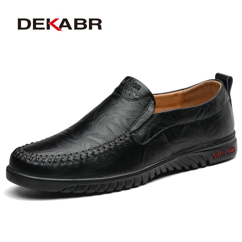 DEKABR Brand Men Genuine Leather Shoes Luxury Casual Shoes Soft Men Loafers Breathable Slip On Driving Men Shoes Plus Size 47