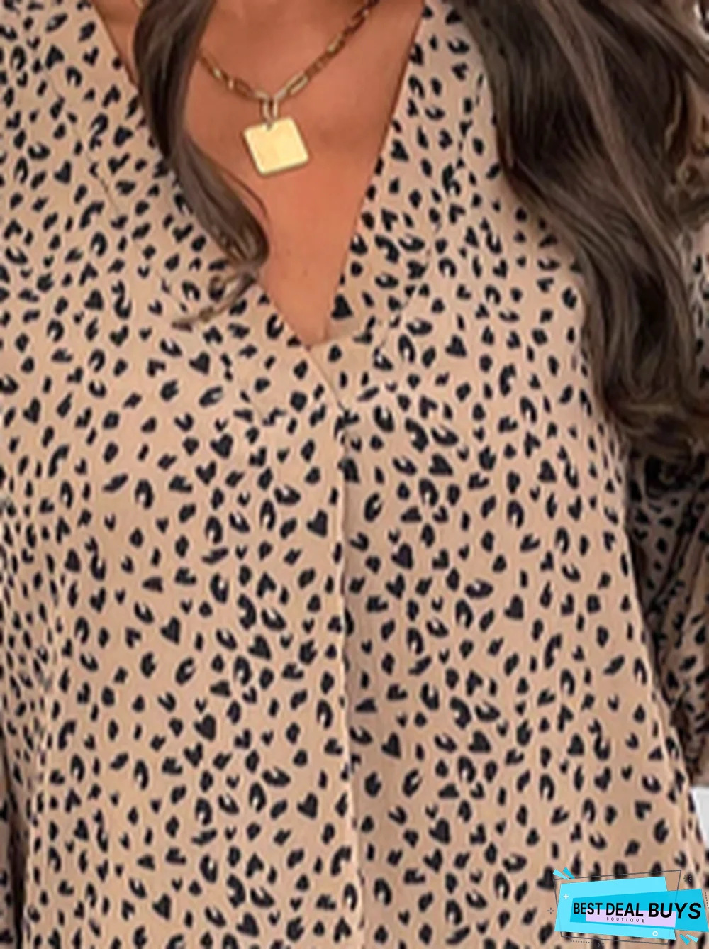 V Neck Leopard Loose Casual Top