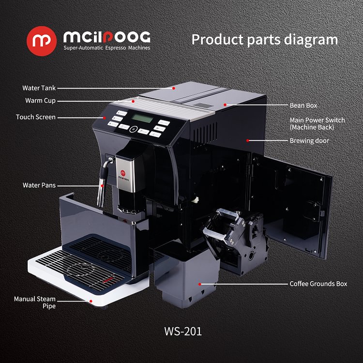 Mcilpoog WS201 Super Fully Automatic Espresso Coffee Machine With