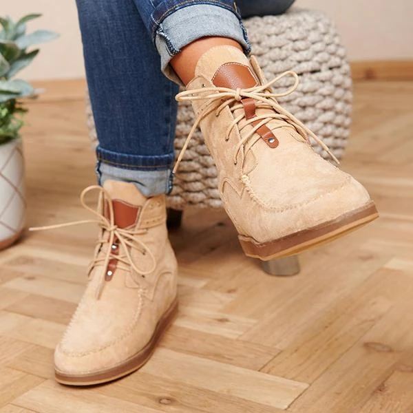 Faux Suede Lace Up Booties -boots