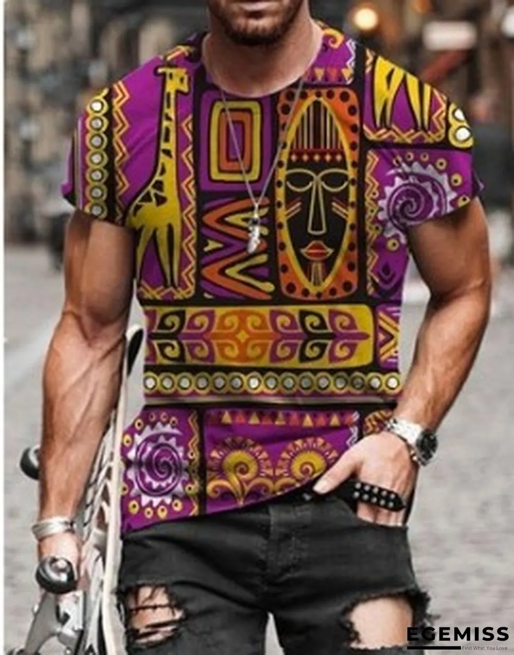 3D Digital Printed Red Hand Men's Casual Loose Short Sleeve T-shirt | EGEMISS