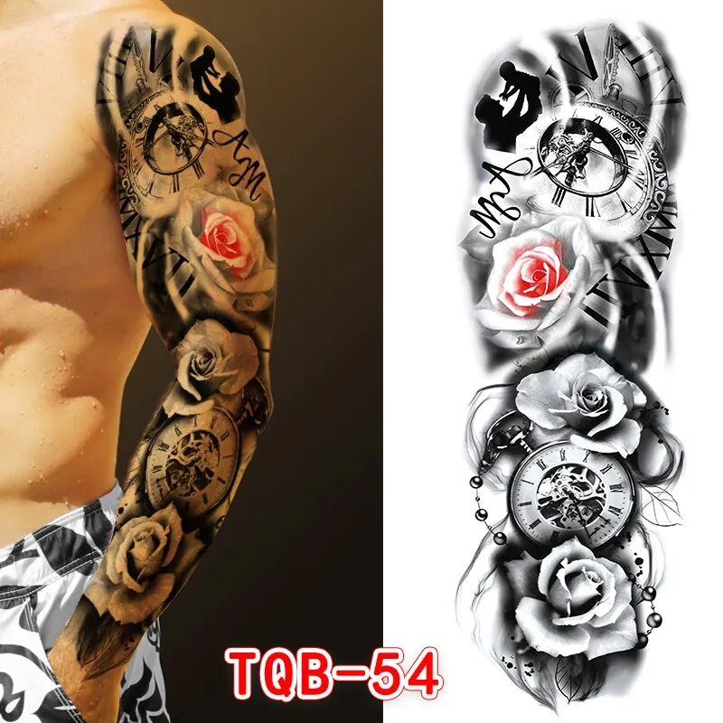 Sdrawing Temporari Tattoo Sticker for Men Death Skull Henna Skeleton King Animal Arm Leg Tatoo Pattern Fake Tattoo for Woman