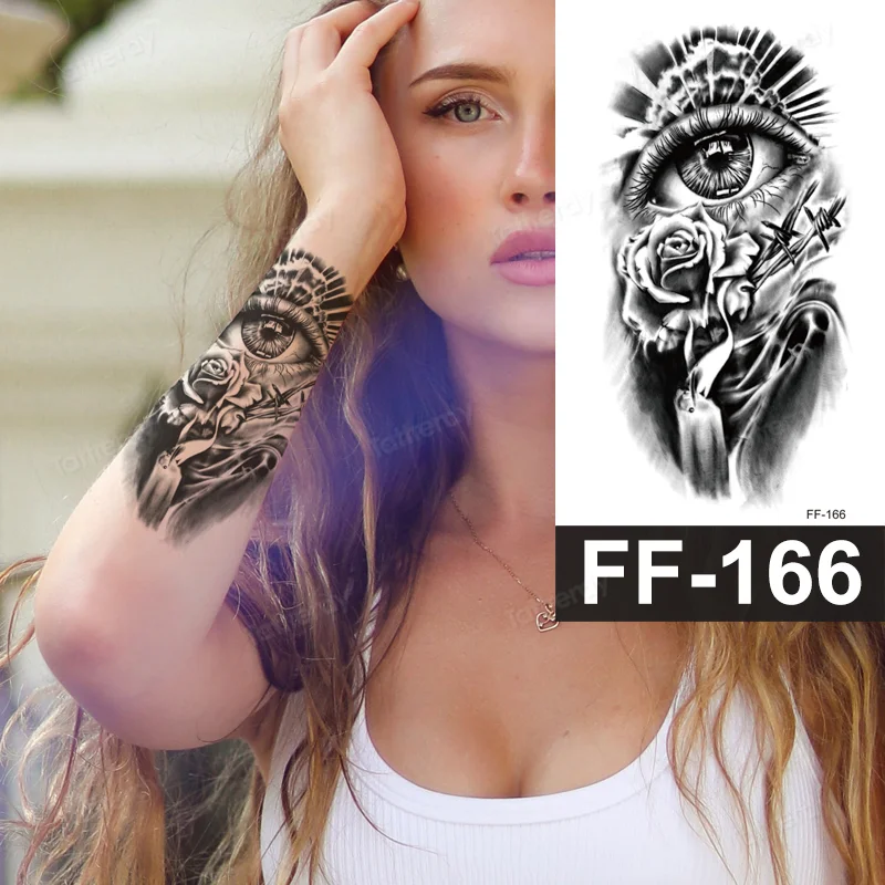 Sdrawing Animal Temporary Tattoo Sticker Black Lion King Wolf Tiger Men Body Art Painting Tattoo Fake Water Transfer Sexy Women