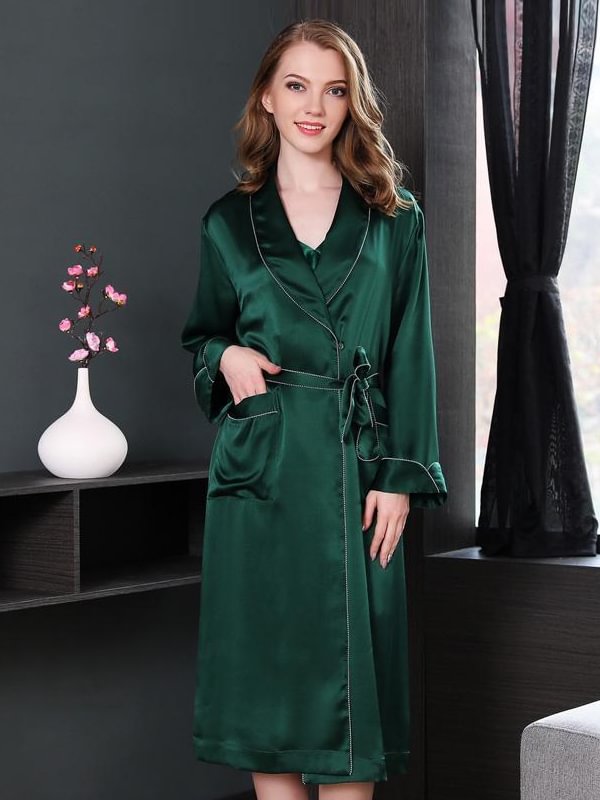 30 MOMME Robe de chambre en soie classique-Soie Plus