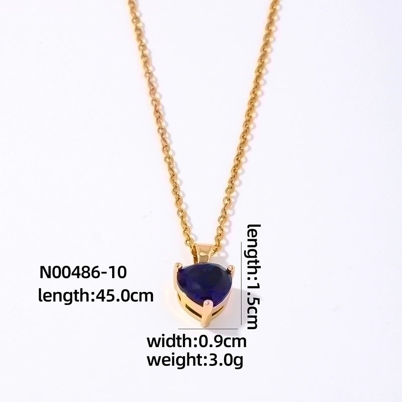 2 Pieces Elegant Minimalist Heart Shape 304 Stainless Steel Copper Plating Inlay Gold Plated Zircon Pendant Necklace