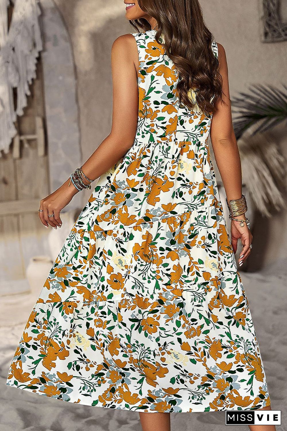 Elegant Floral Pocket Contrast O Neck A Line Dresses