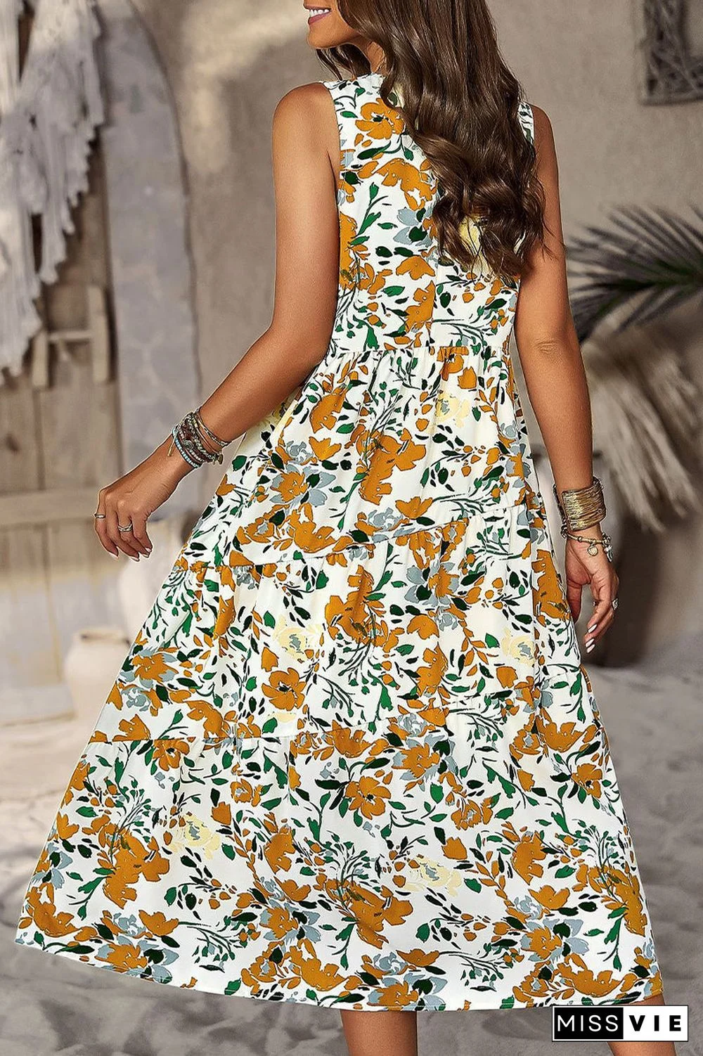Elegant Floral Pocket Contrast O Neck A Line Dresses
