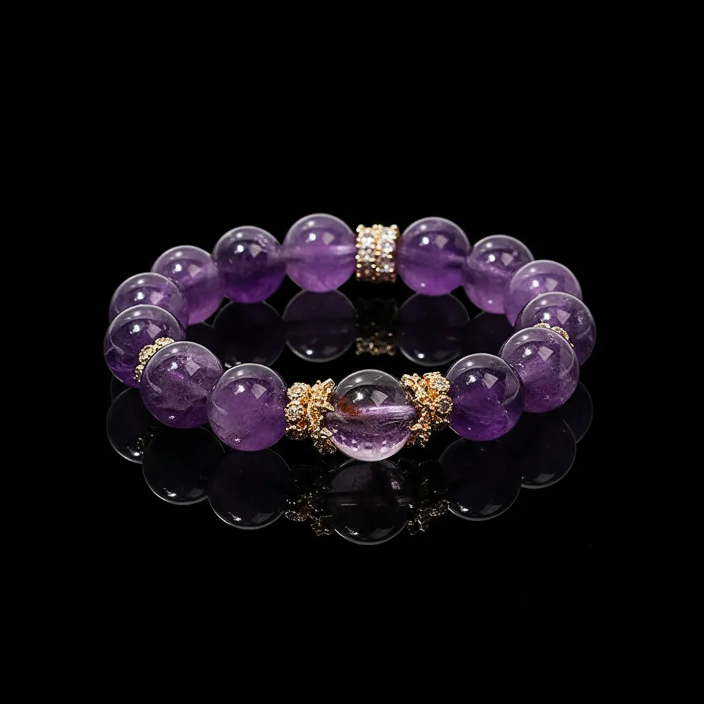 "Wings of Dreams" Natural Uruguayan Amethyst Bracelet &ndash; Deep Purple Elegance