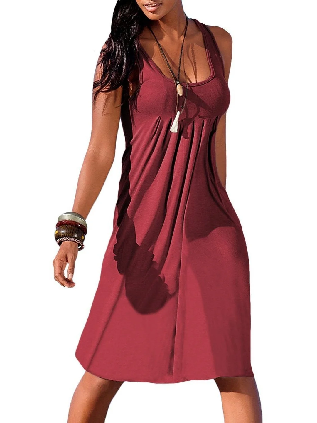 Women Round-neck Sleeveless Dress Casual Summer Short Dress