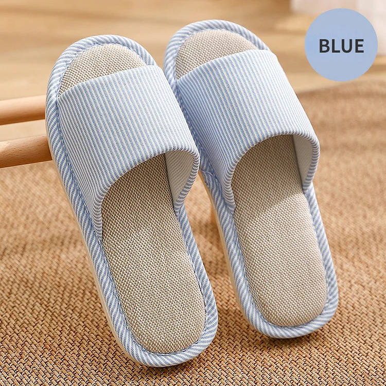 Simple Cotton Linen Thick Bottom Slippers