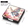 (US Local)PU Butterfly Flower Diamond Painting Notecard Box with 160 Sheets of Paper