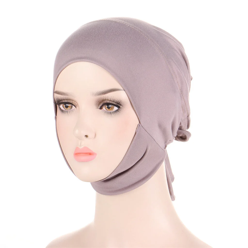 Women's Multicolor Elastic Lace-Up Muslim Turban Hat Cap