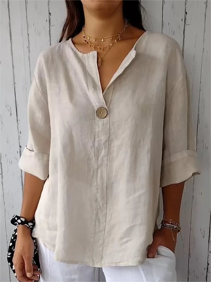 V-neck Cotton and Linen Comfortable Top 