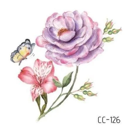 Temporary Tattoos Sticker for Women Body Art Tattoo Sticker 3D Butterfly Rose Flower Feather Tattoo Waterproof 6X6cm Gift